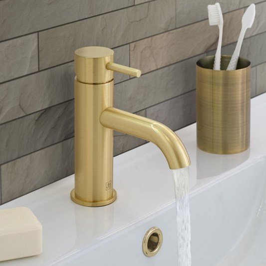 VOS Single Lever Basin Mixer Tap - Brushed Brass